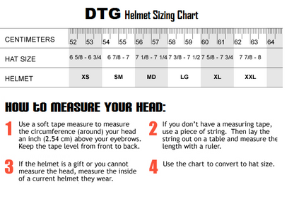 DTG Helmet sizing chart