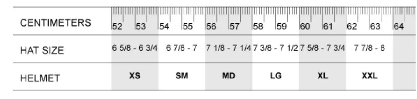 DTG helmet sizing