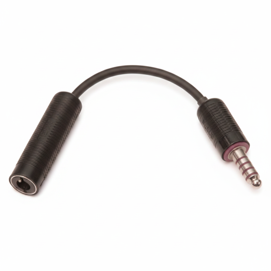 Harris Race Radios to MRTC adapter cable overhead view showing both connectors