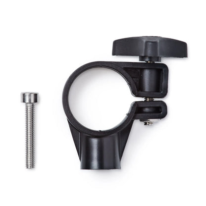 Racelogic VBOX forward facing camera ring clamp — angled view showing mounting bracket