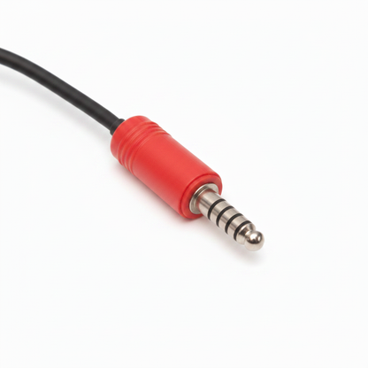 Red male plug close-up