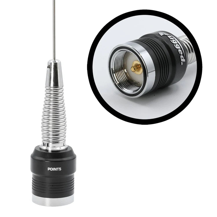 Rugged Radios POINT5 UHF CB off-road antenna with spring base and threaded underside contact