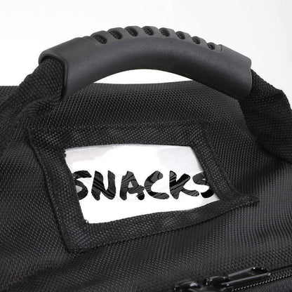 HS4-BAG carry handle and label pocket shown with an example handwritten label