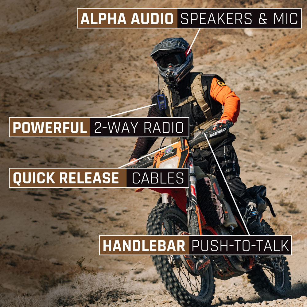 Moto Max Kit With GMR2 Radio - Helmet Kit, Harness, and Handlebar Push-To-Talk