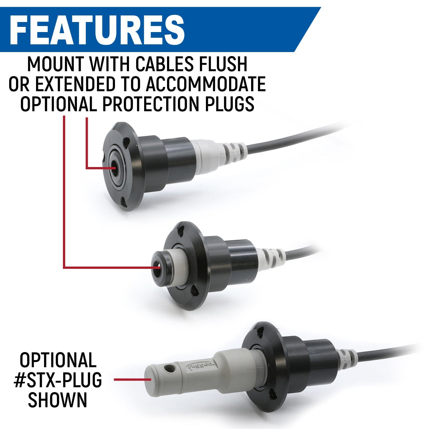 Single Headset / Helmet STX STEREO Jack Flush Mount