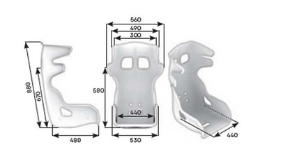 Technical drawing of three metal brackets with dimensions on a white background