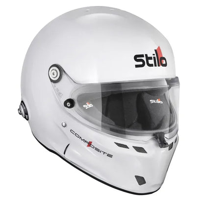 Stilo ST6 F Composite White helmet — clear visor and ventilation, FIA 8859-2024
