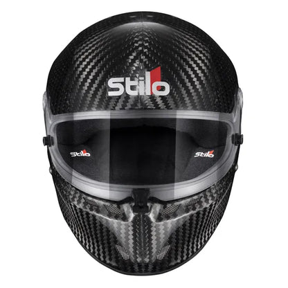 Carbon fiber helmet with Stilo branding on a white background