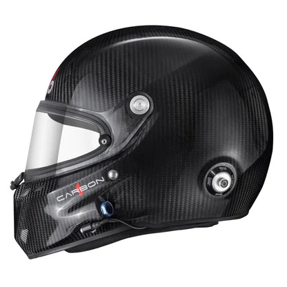 Stilo ST6 F Carbon Helmet side profile — 3-shell construction, WRC electronics built in, HANS posts included