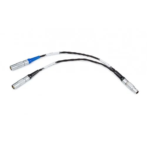 Two flexible metal hoses with connectors on a white background